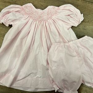 Baby girl pink smocked dress 6m
